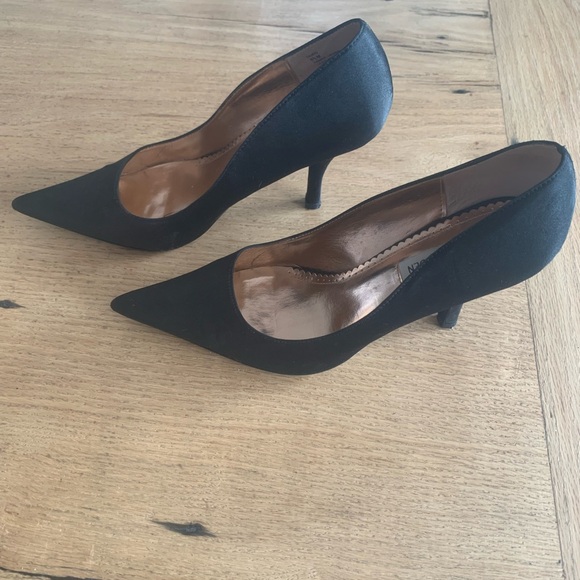 Steve Madden Dazed Black Pointy Heel Pumps Women's 8 1/2 Fabric Leather Prelov - Picture 3 of 8